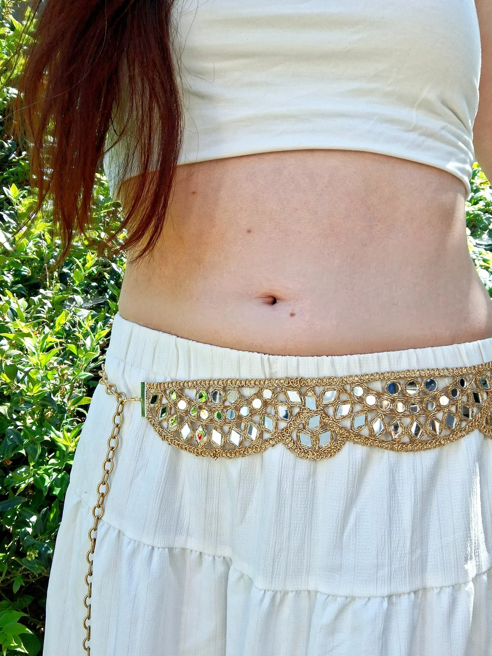 Handmade Boho Mirror Chain Belt Festival Party Sparkly Unique Art Jewelry